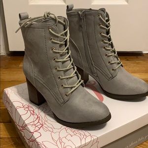 Grey Lace Up Booties